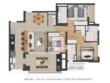 Planta 120m� com 3 su�tes