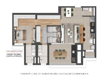 Planta 89m� com 2 su�tes