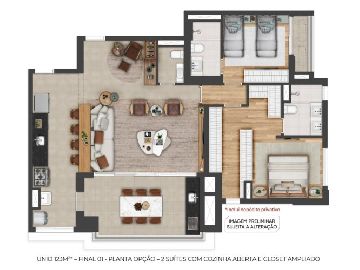 Planta 120m� com sala ampliada